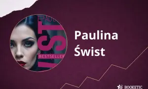 Portret kobiety z literami "PAUL ST" i napisem "BESTSELLER" na tle grafiki z nazwiskiem autorki.