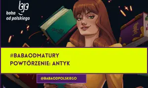 Dziewczyna z rudymi włosami i piegami, obok niej książki, w tym "Hamlet". Temat: bohater tragiczny definicja. #babaodmatury.