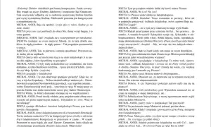 Fragment tekstu z książki "Miron Białoszewski Kalejdoskop", dialog między poetą a Michałem Aniołem o sztuce i inspiracjach.