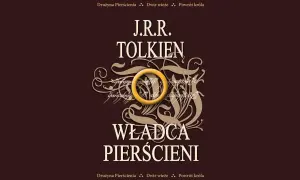 Okładka książki "Władca Pierścieni" J.R.R. Tolkiena z widocznym Pierścieniem i runami.