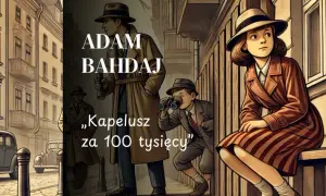 Ilustracja z książki "Kapelusz za 100 tysięcy" Adama Bahdaja: dzieci obserwują ulicę.