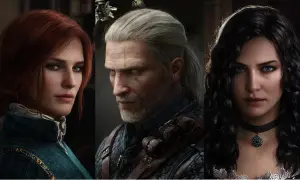 Trójka bohaterów: rudowłosa Triss, wiedźmin Geralt i czarodziejka Yennefer. To właśnie o nich jest Wiedźmin.