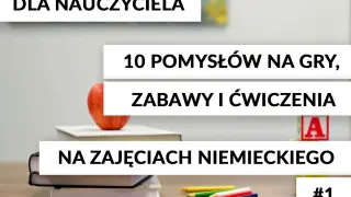 10 pomysłów na gry, zabawy i ćwiczenia na zajęciach niemieckiego dla nauczyciela. Kolorowe kredki i jabłko na stosie książek.