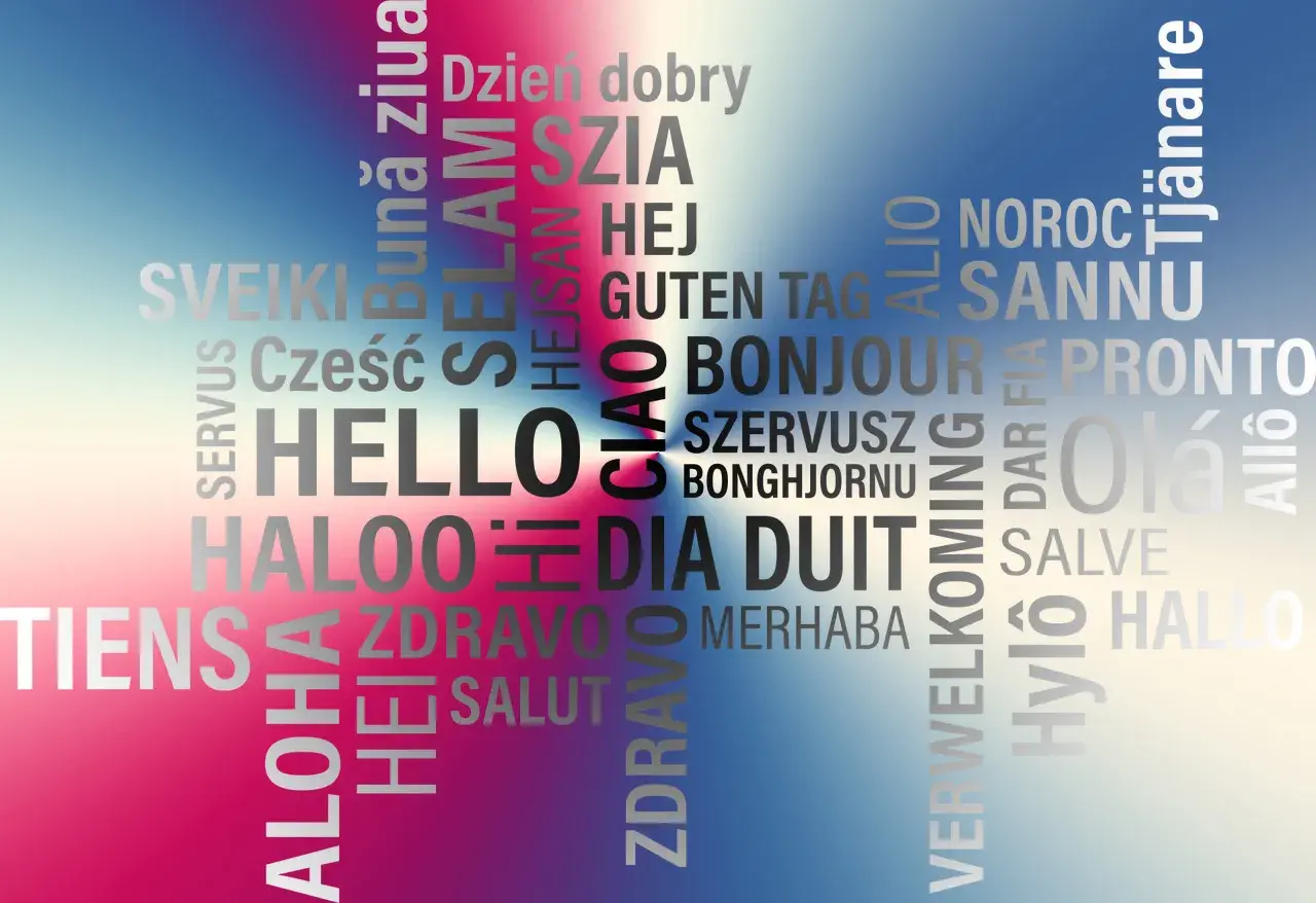 Dzień dobry w różnych językach świata: Hello, Bonjour, Guten Tag, Cześć, Olá, Salve, Merhaba, Zdravo, Buon Giorno, Tjenare, Szervusz, Aló, Sannu, Alio, Hej, Halo, Dia Duit, Selam, Bună ziua, Szia, Servus, Verwelkoming, Salut, Hylo.