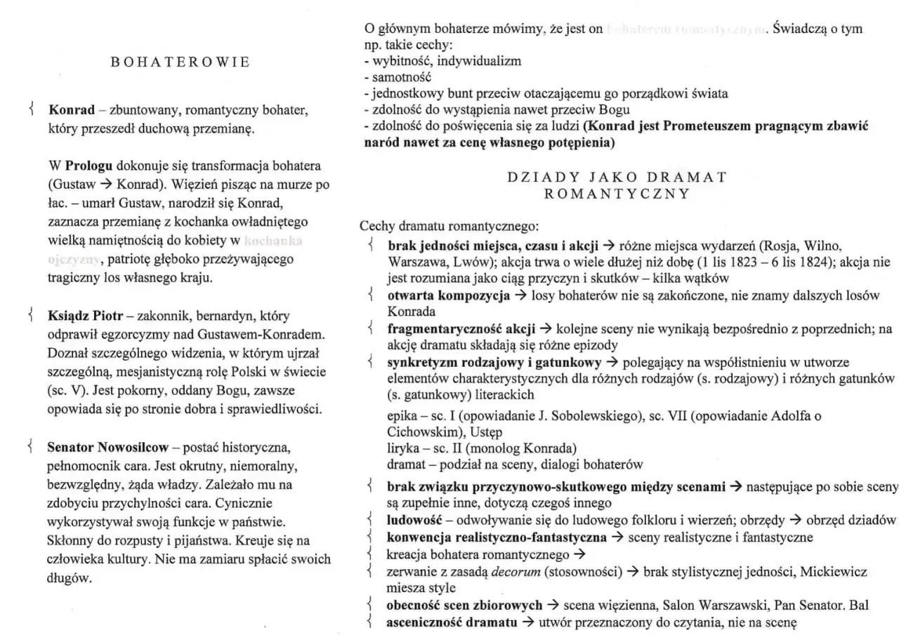 Konrad, zbuntowany bohater z "Dziadów cz. III", przechodzi przemianę z kochanka w patriotę.
