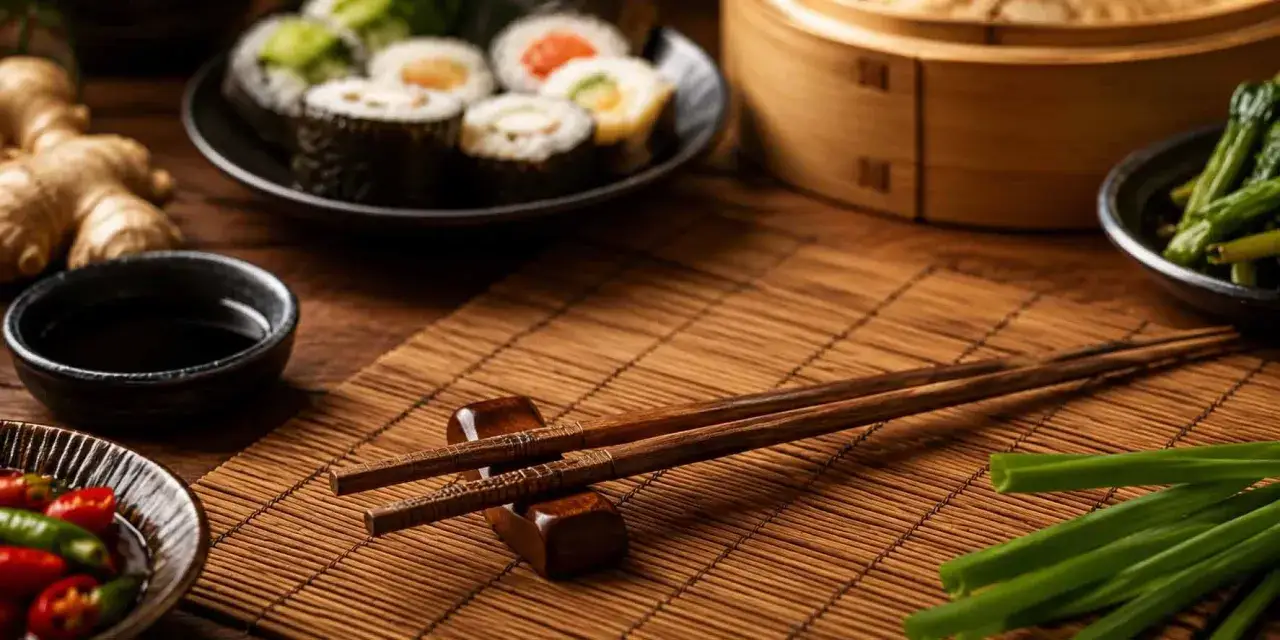 Pałeczki czekają na sushi, imbir i chili. Czas na smacznego po chińsku!