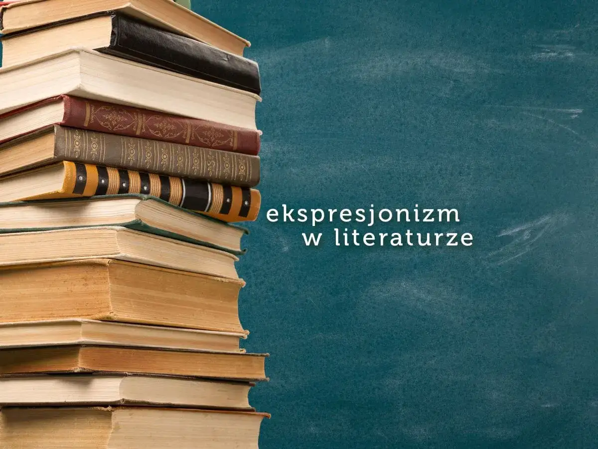 Stos książek na tle tablicy. Napis: