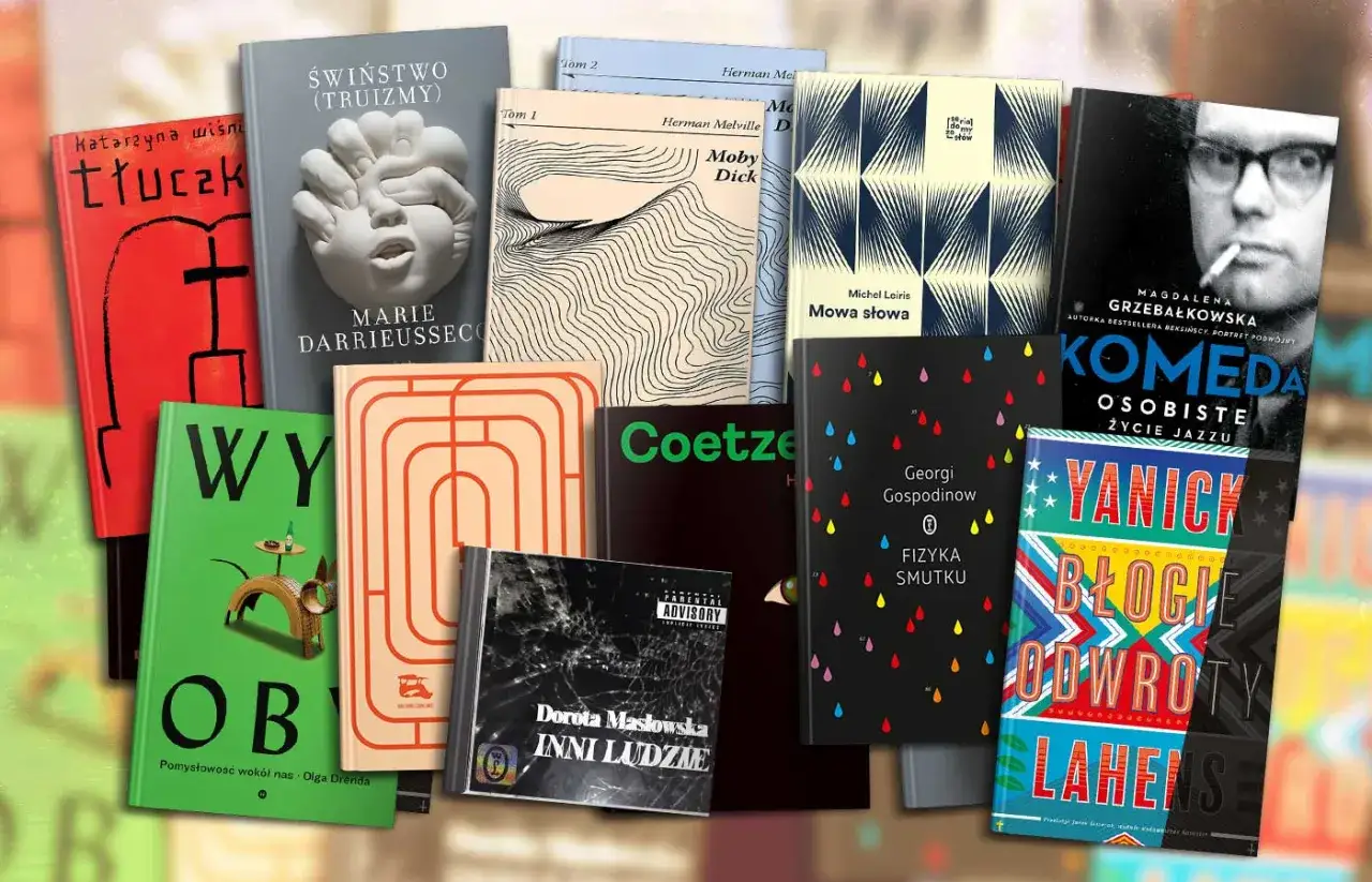 Książki z gatunku literatura faktu top 10. Różnorodne okładki, od abstrakcyjnych po portrety, tworzą kolaż inspirujących lektur.